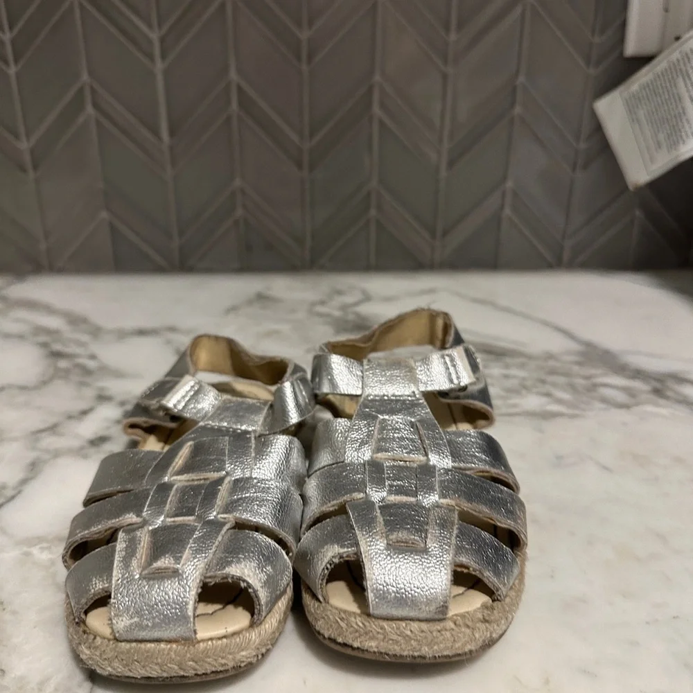 $23‎ ADD ON zara! Silver salt water sandals espadrille bottom (25 european)